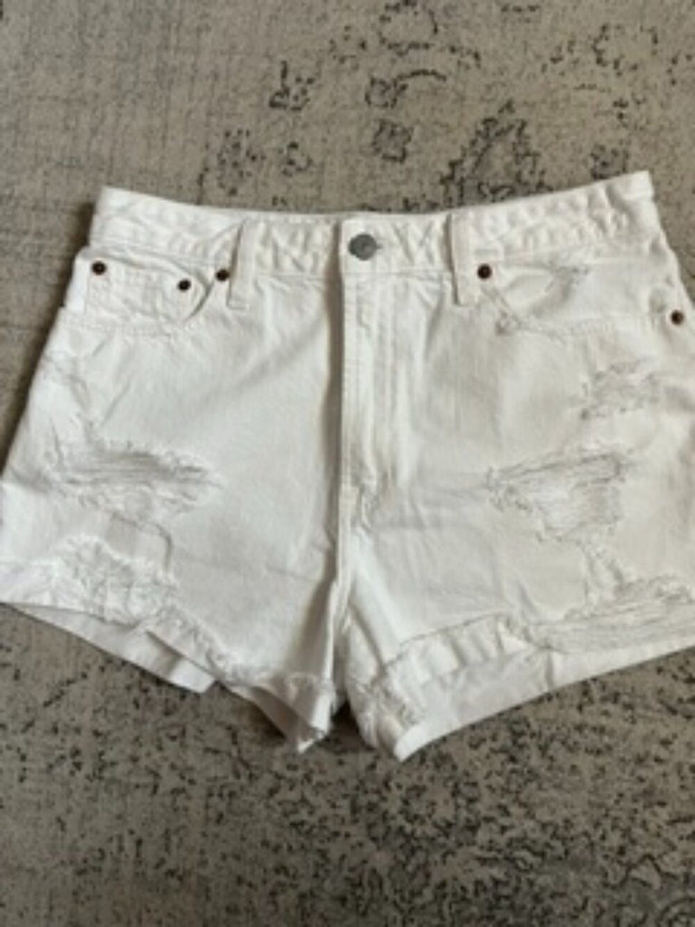 🧡3/$15 Abercrombie & Fitch White Distressed Ripped Shorts 28/6